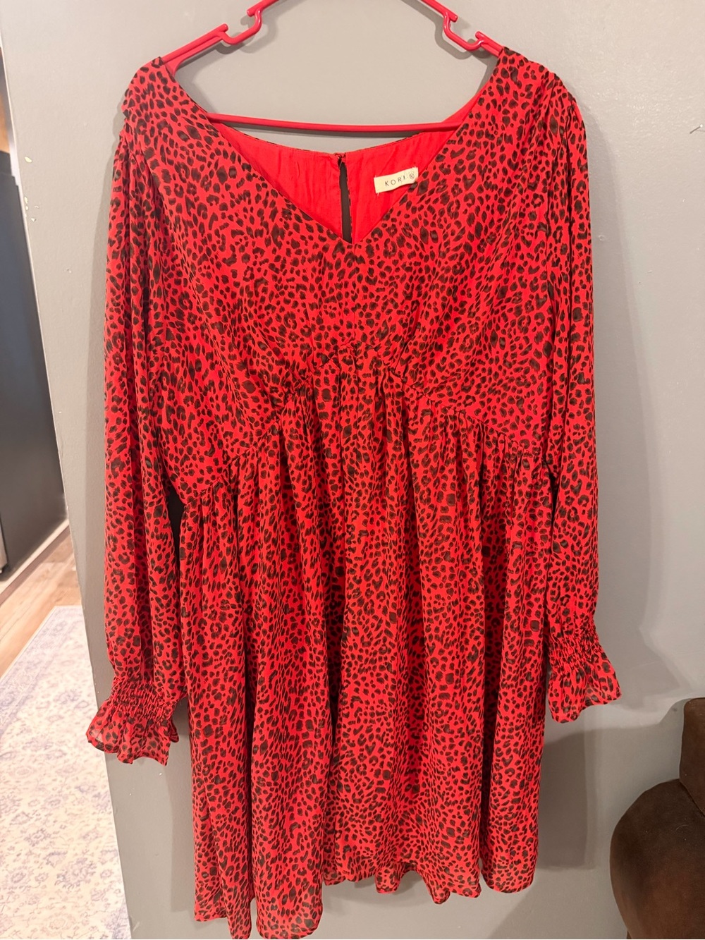 Kori Red Leopard Print Midi Dress